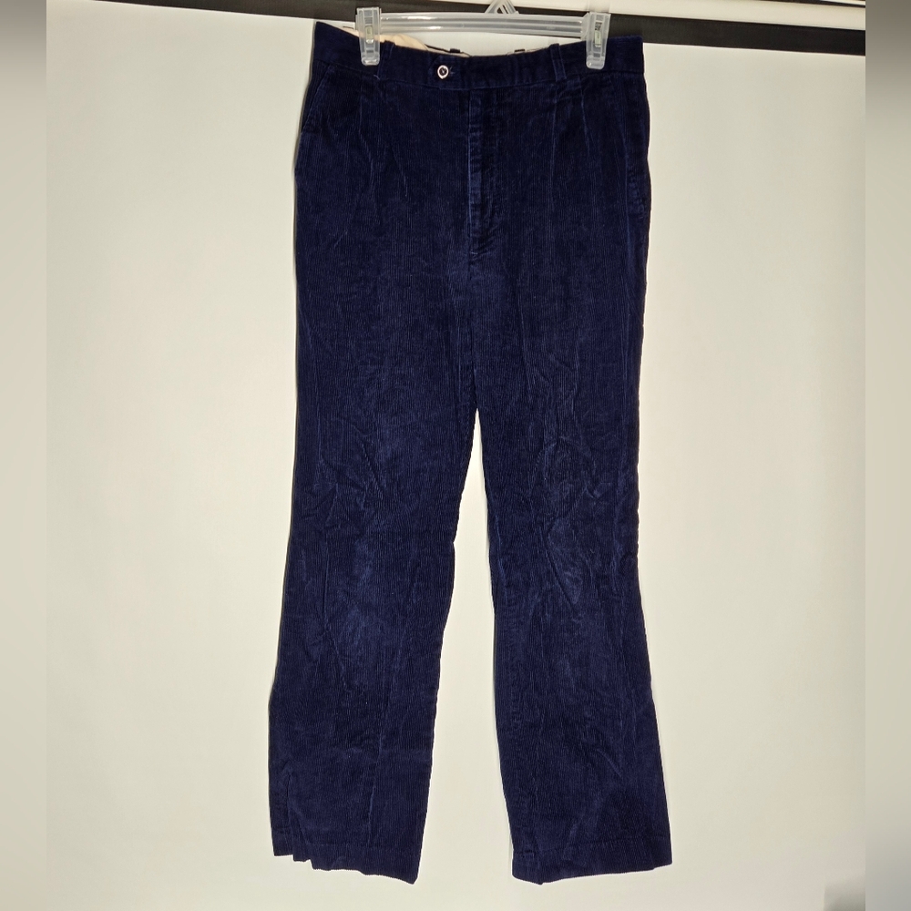 Vintage Bridgton Cotton Blue Corduroy Straight-Leg Pants